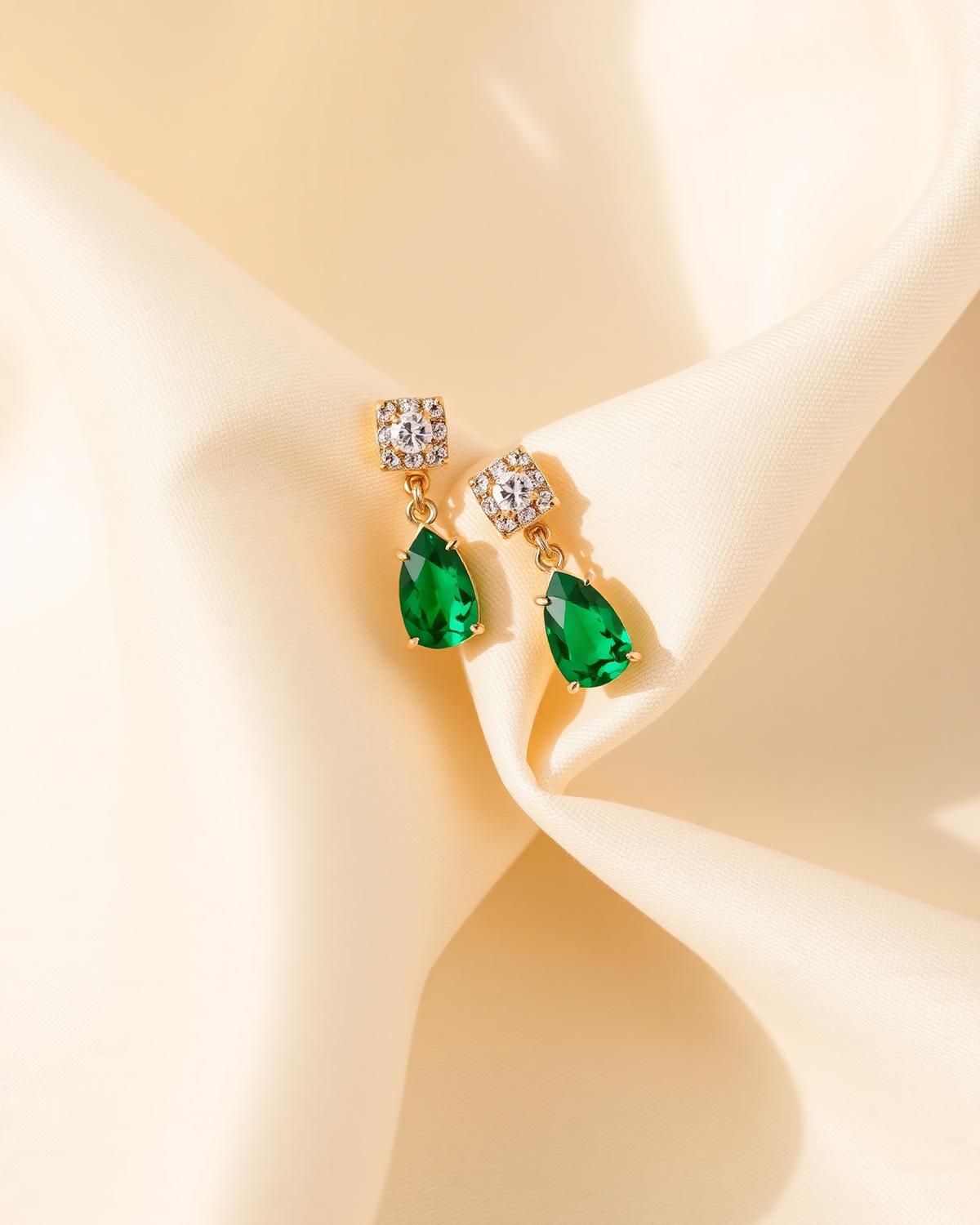 Pavé Drop Earrings — Colombian emerald jewelry by VEDRA Emeralds