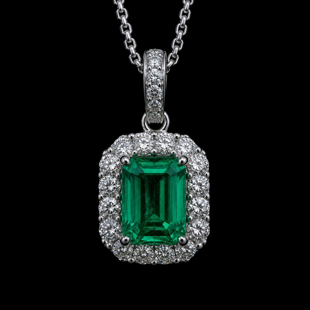 Emerald Halo Pendant — Colombian emerald jewelry by VEDRA Emeralds